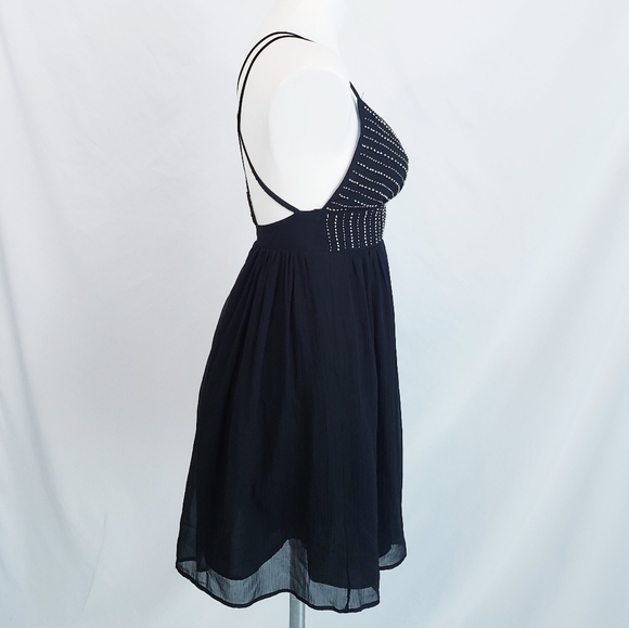NWT Zara Little Black Dress Beaded Bodice Mini A-line Cocktail - Picture 6 of 16